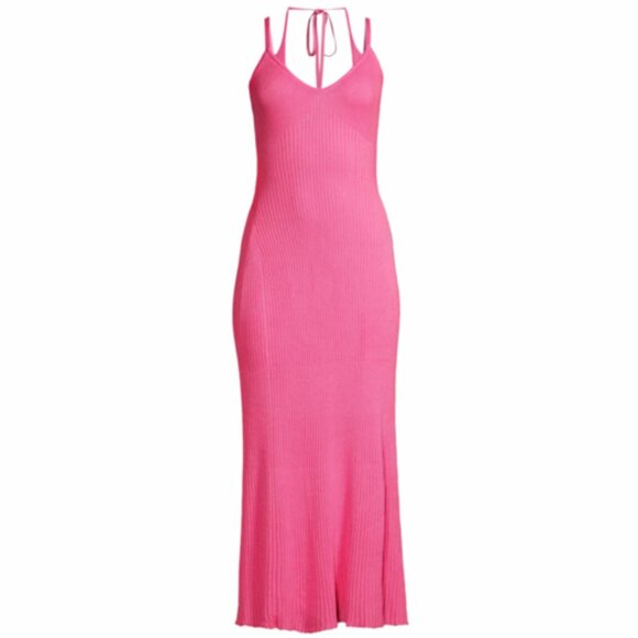Hansen & Gretel Dress Belinda Pink Fuschia Knit Strap Midi Halter Long Straps XS - Picture 1 of 14